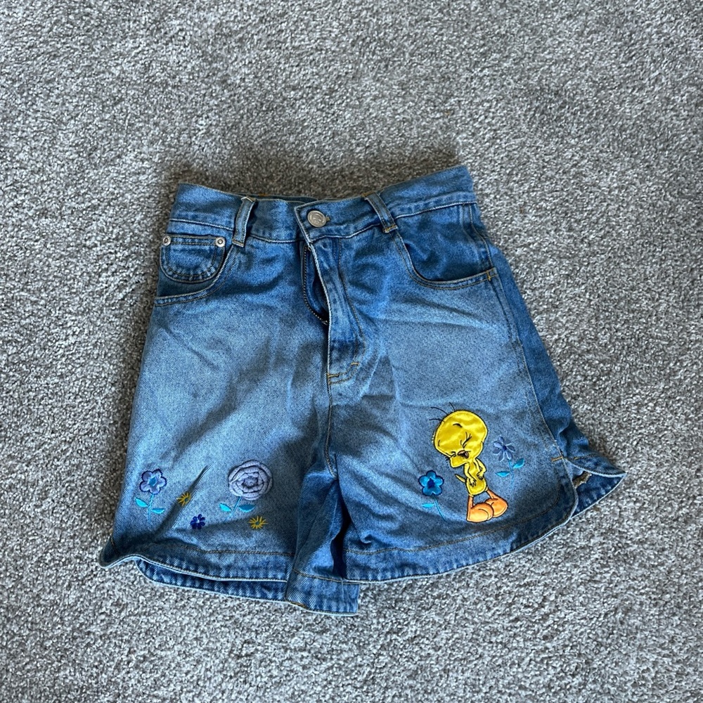 Tweety bird Embroidered Denim Shorts